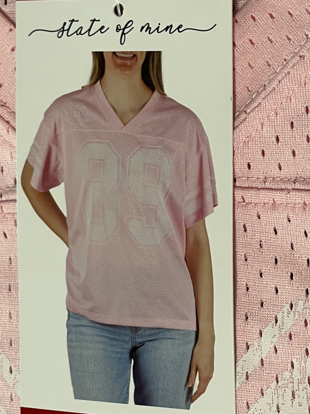 NWT Women’s XL Kansas State Jersey Top Pink & White Short Sleeve 100% Polyester